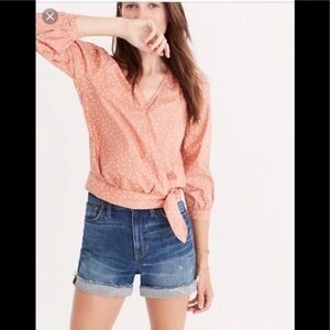 Madewell Peach Star Wrap Top